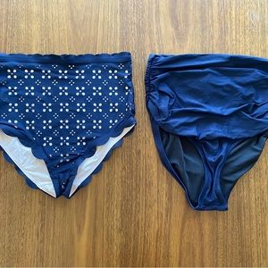 J.Crew swim wear NWOT LOT of 2 blue navy small high waisted swim bottoms